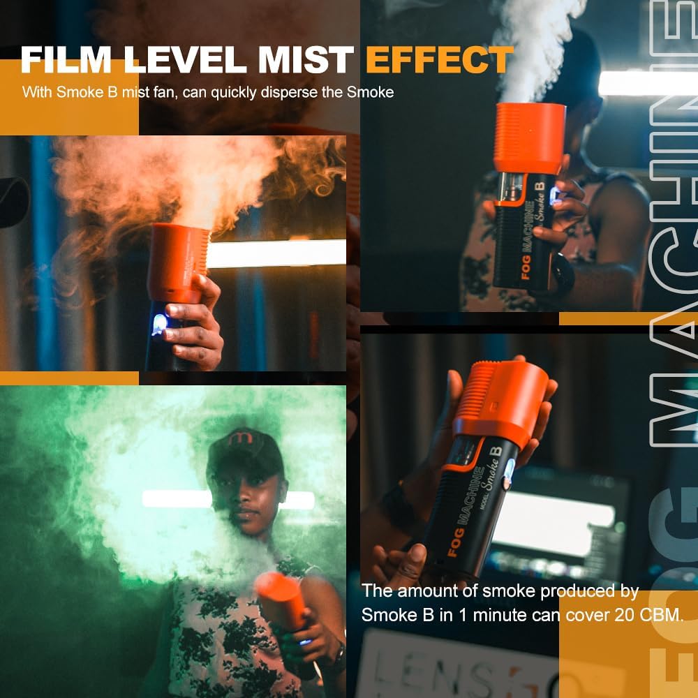 LENSGO Smoke Machine, Fog Machine with Remote Control Portable Hand-held Forgger for Photography, Outdoor Events, Parties, Stage Effects, Halloween, Disinfection or Weddings