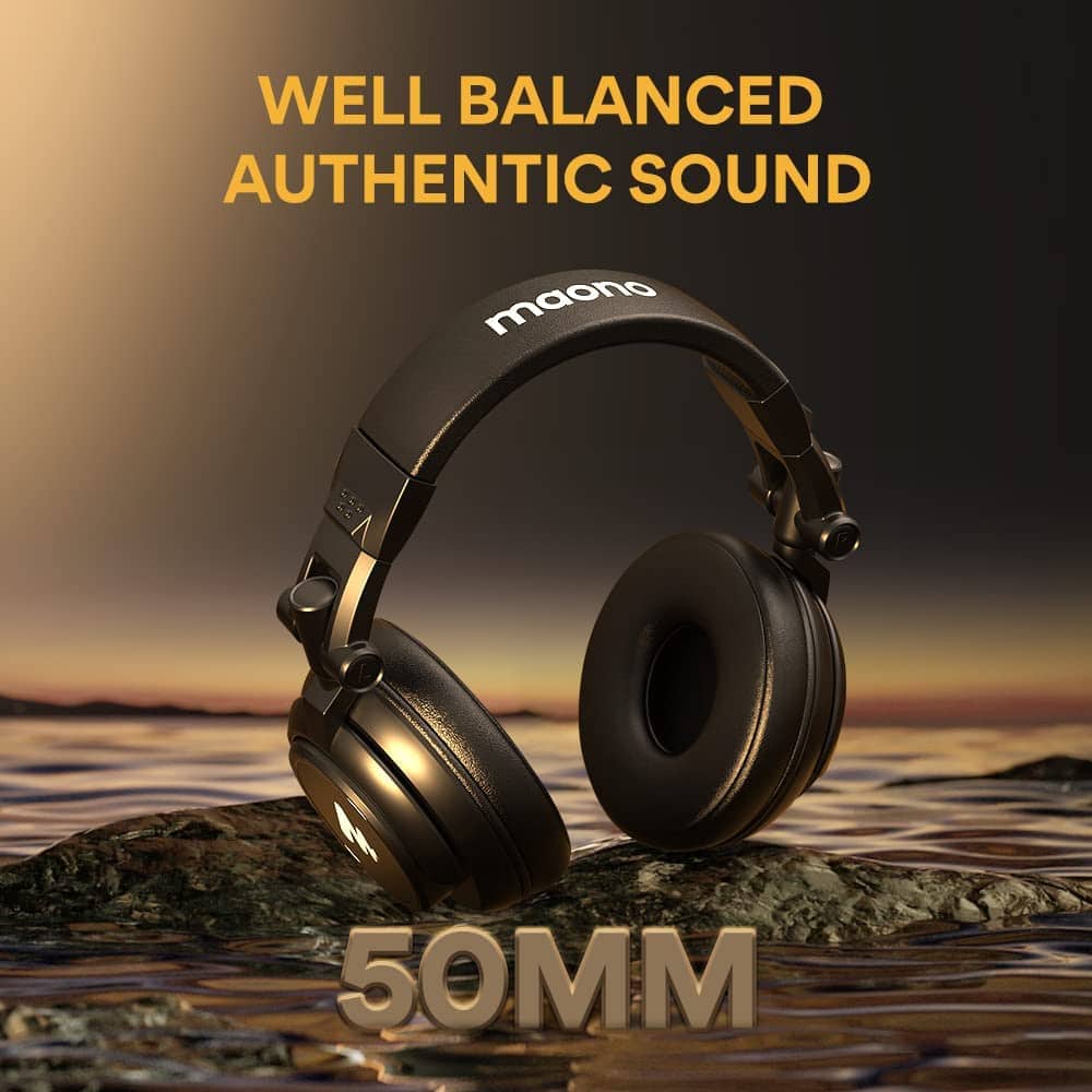 MAONO MH601 Over Ear Stereo Monitor Closed Back Headphones for Music, DJ, Podcast, Gaming