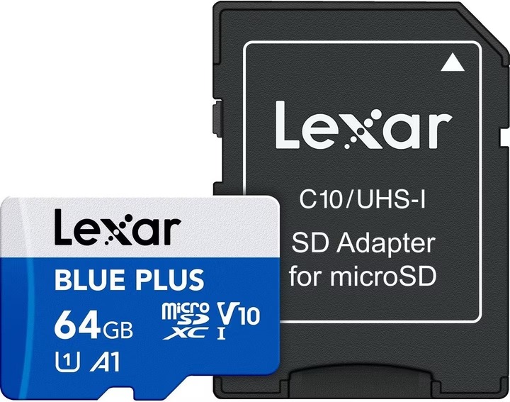 Lexar 64GB 100mb/s High-Performance UHS-I microSDXC Memory Card with SD Adapter