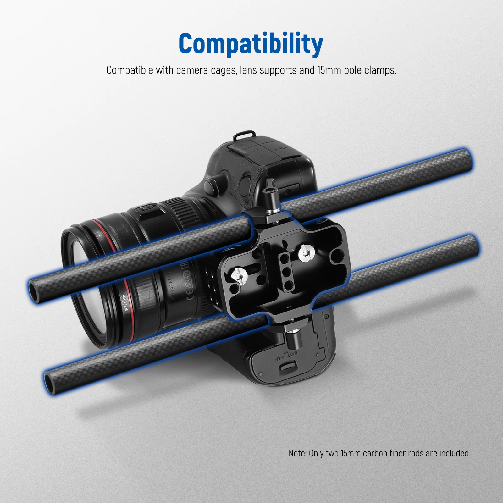 NEEWER 2 Pack 15mm Extension Rods Carbon Fiber 40cm