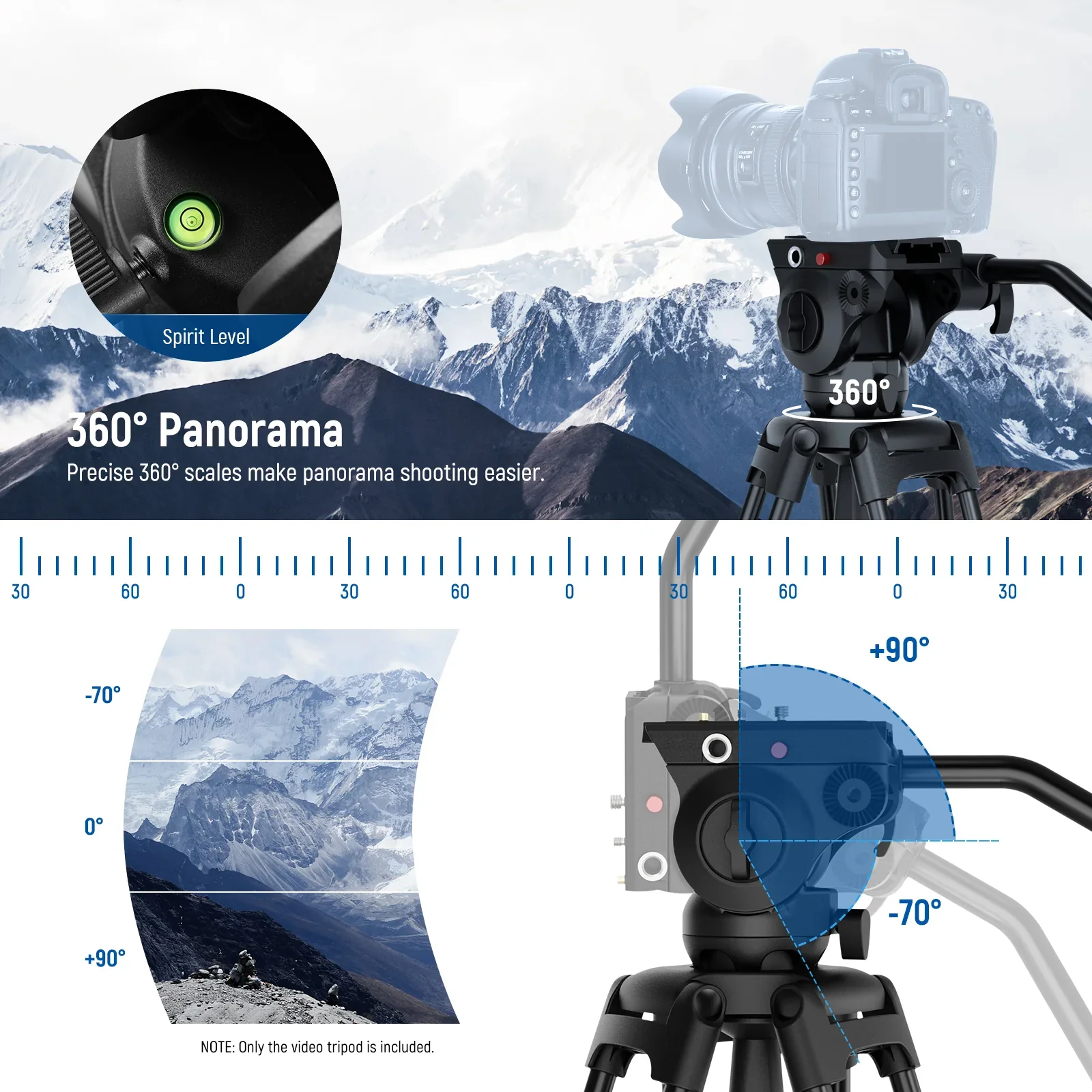 NEEWER BASICS TP37 74" Video Tripod with Fluid Head