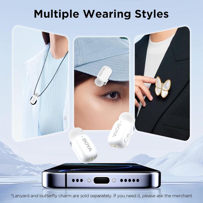 BOYA Mini 13 For ( Andriod Type C and I phone IOS ) Dual Wireless Microphone With Charging Case "White"
