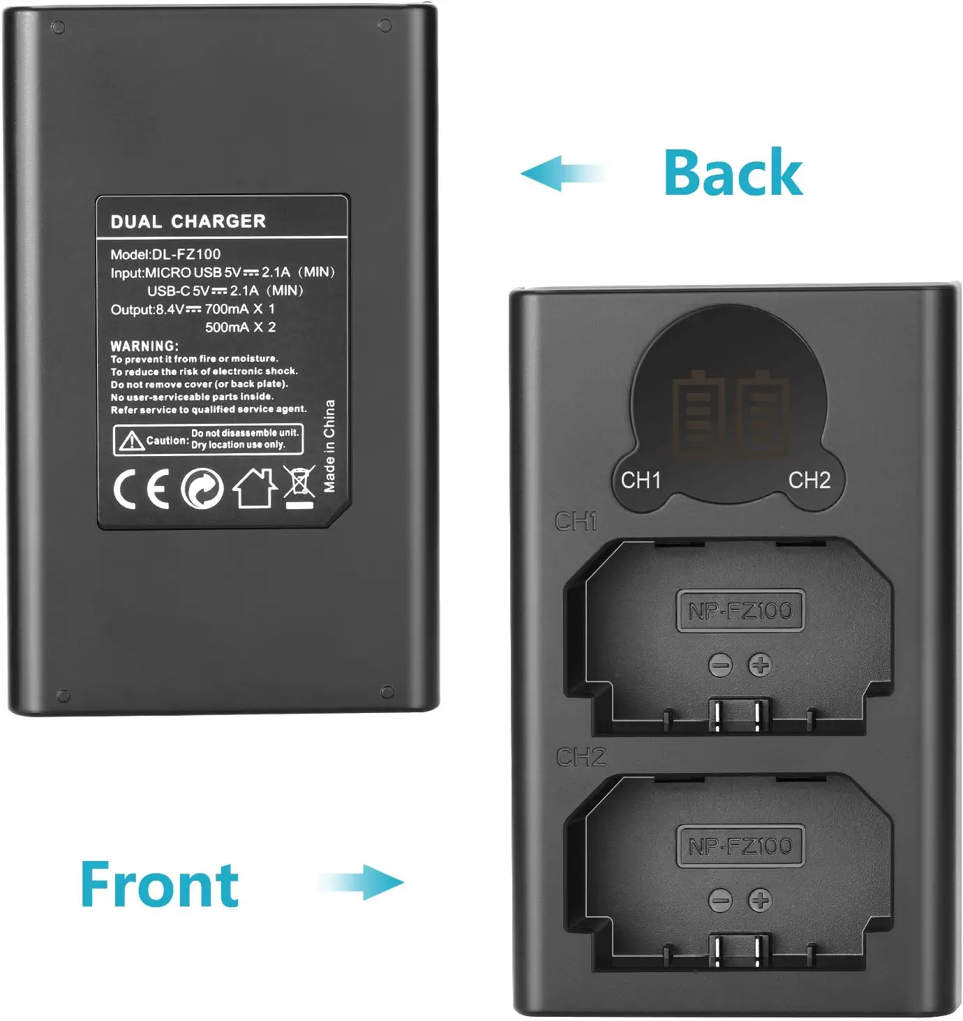 NEEWER NP-FZ100 Sony Replacement Battery Charger Set