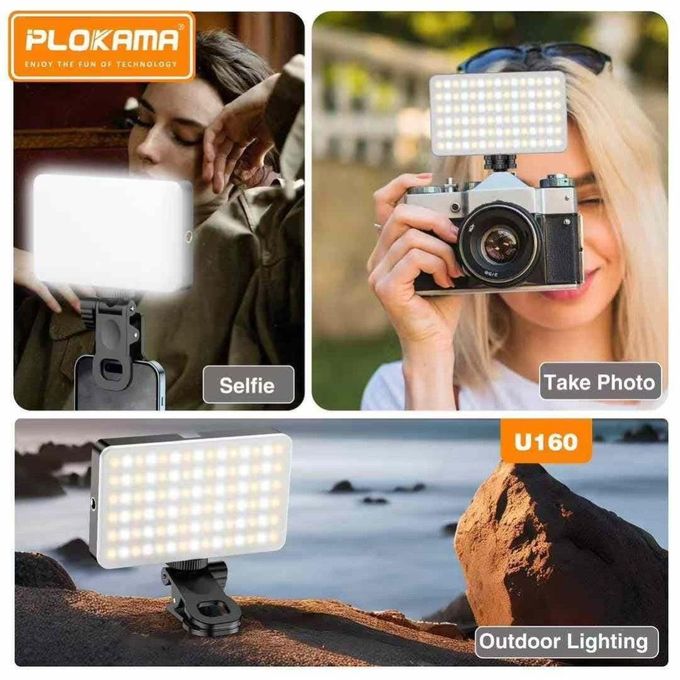PLOKAMA U160 RGB LED lighting is powerful and rotating with various lighting modes to highlight your camera, mobile phone, or computer. It is also an external lighting for all content creation (YouTube - TikTok - Facebook).