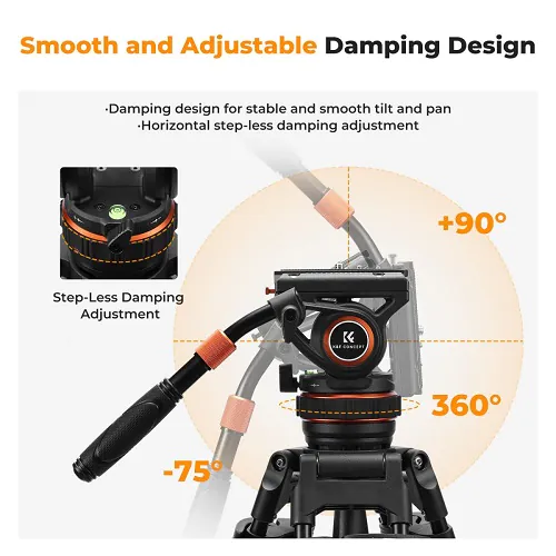 K&F Concept Professional Video Tripod with Fluid Head VA3+BV10 (KF09.147V1)