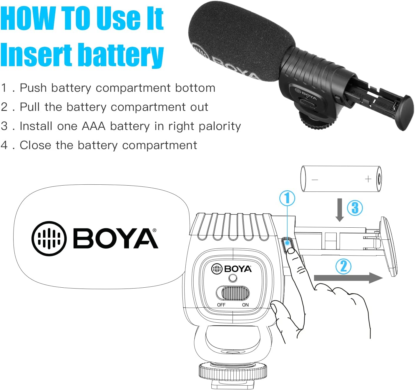 BOYA BY-BM3011 Camera Microphone,Shotgun Microphone with Shock Mount