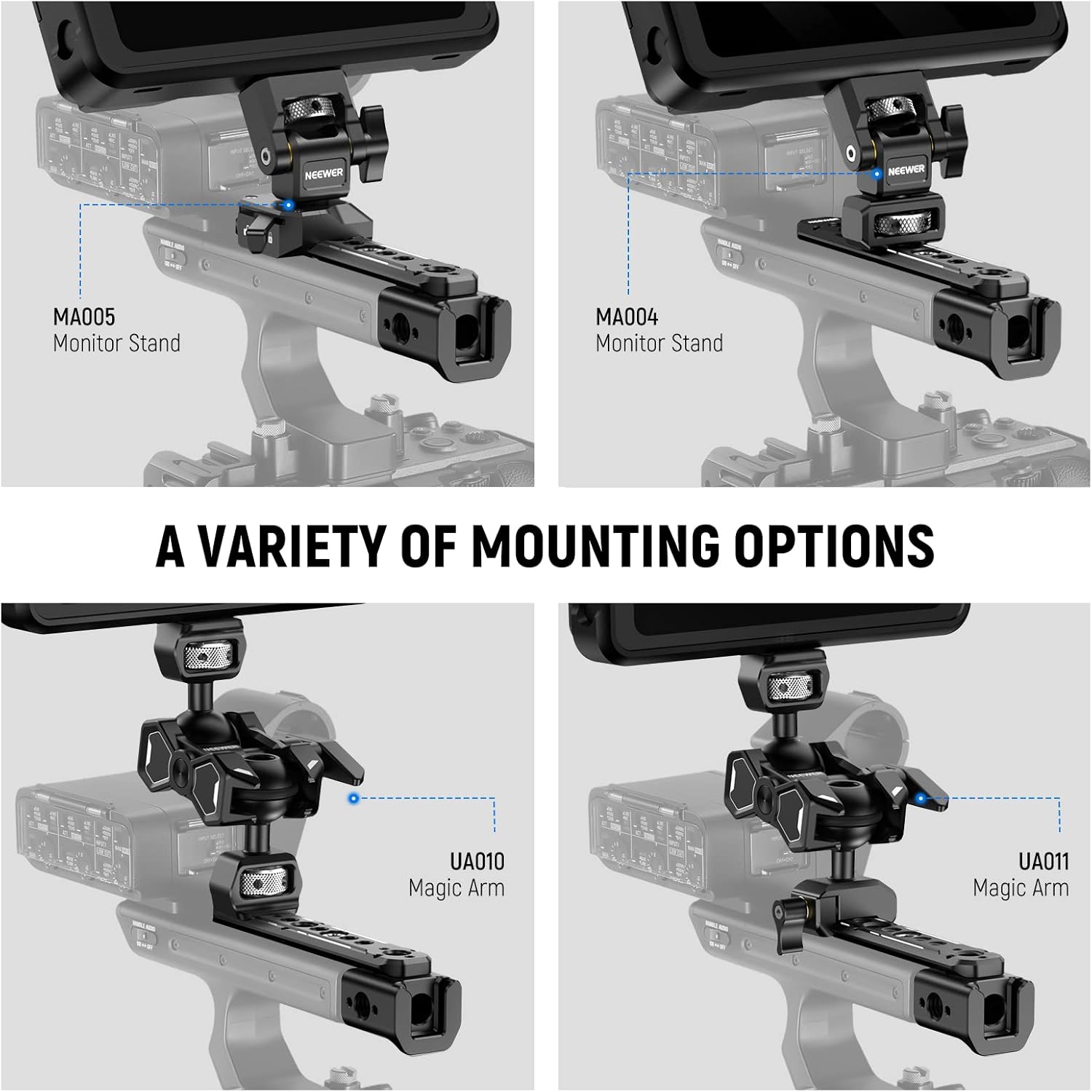 NEEWER Extension Rig Compatible with Sony XLR Handle for FX3/FX30 Camera, Extension with NATO Rail, Cold Shoe, 1/4" & 3/8" Threads, ARRI Locating Holes, Compatible with SmallRig Accessories, CA015