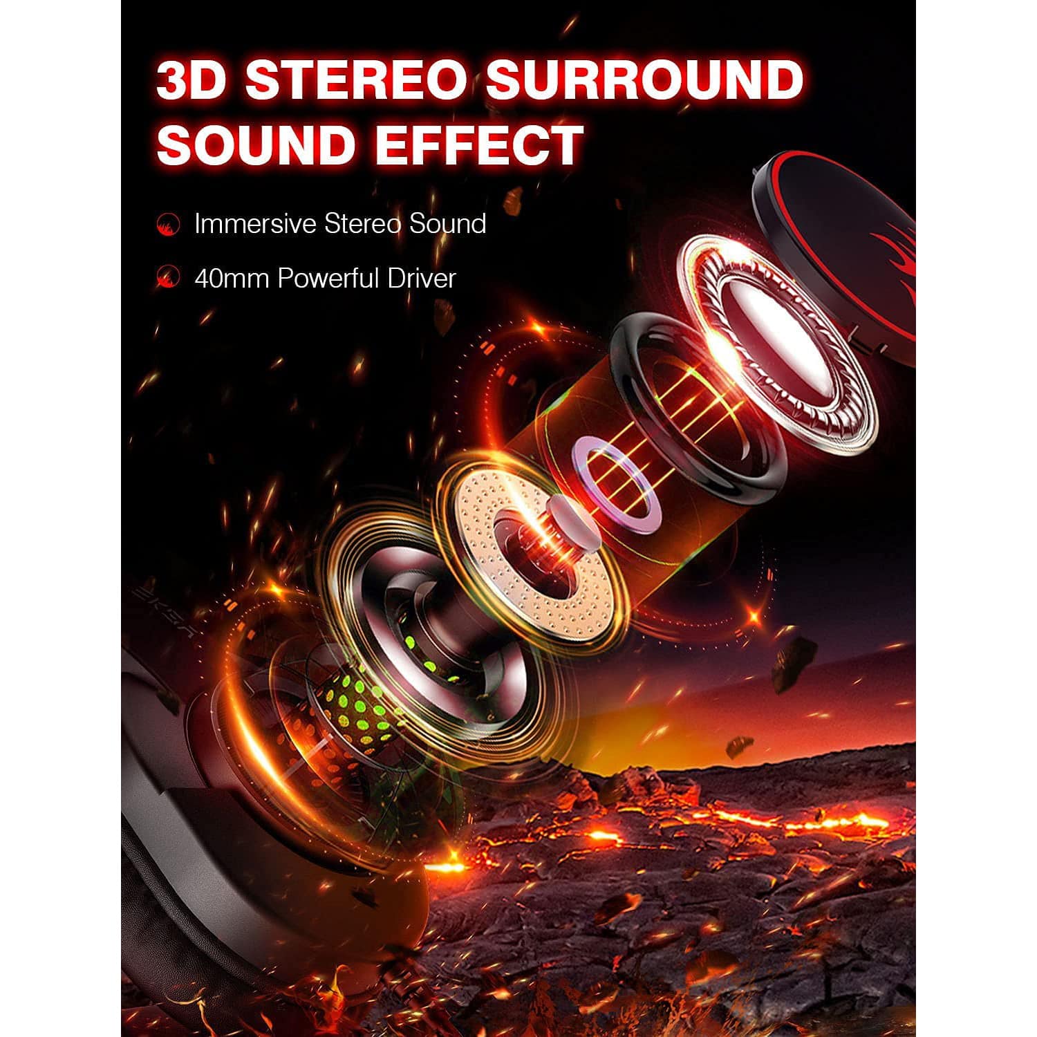 EKSA T8 Gaming Headset – Stereo Surround Sound (RED)