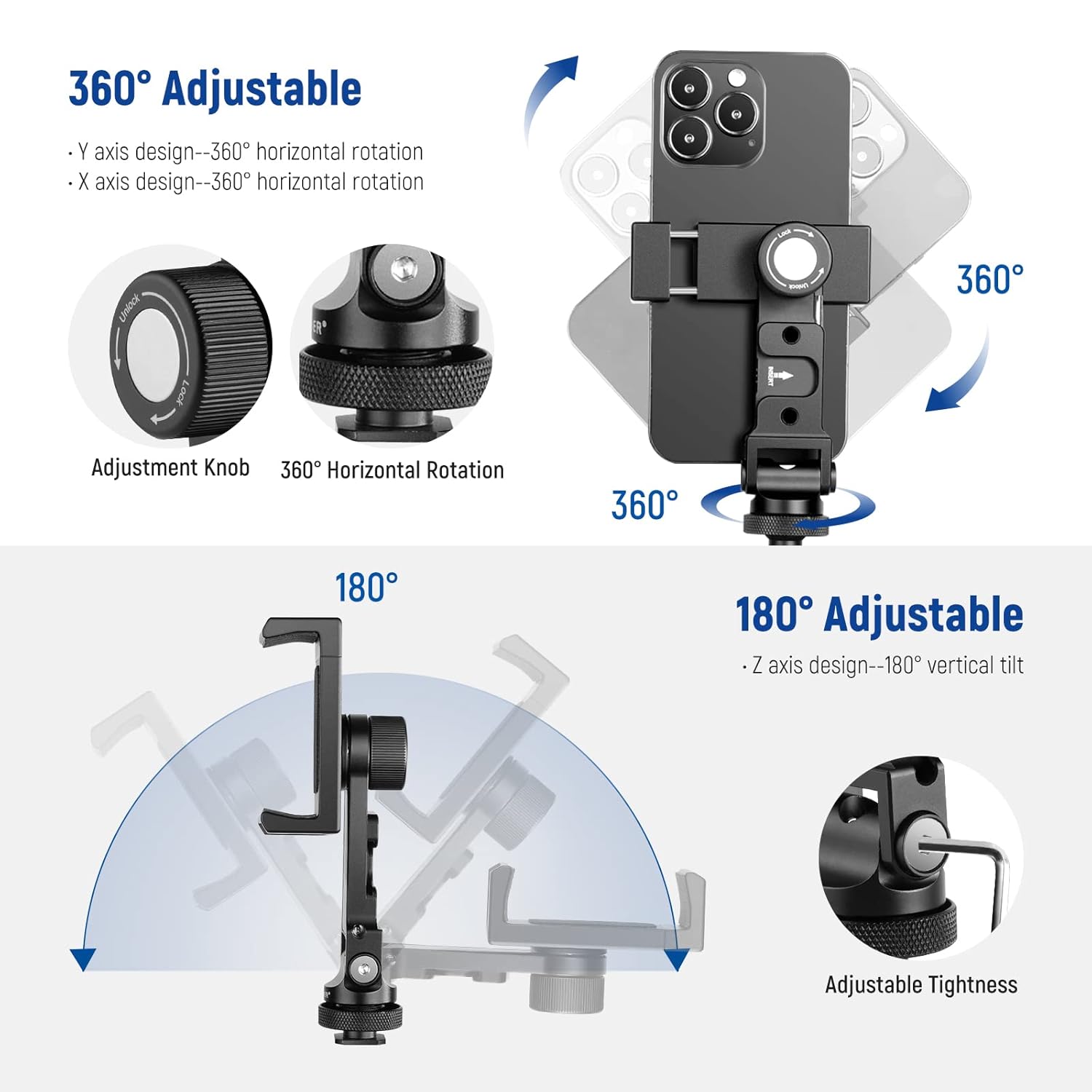 NEEWER SP-08 Metal Phone Tripod Mount Adapter