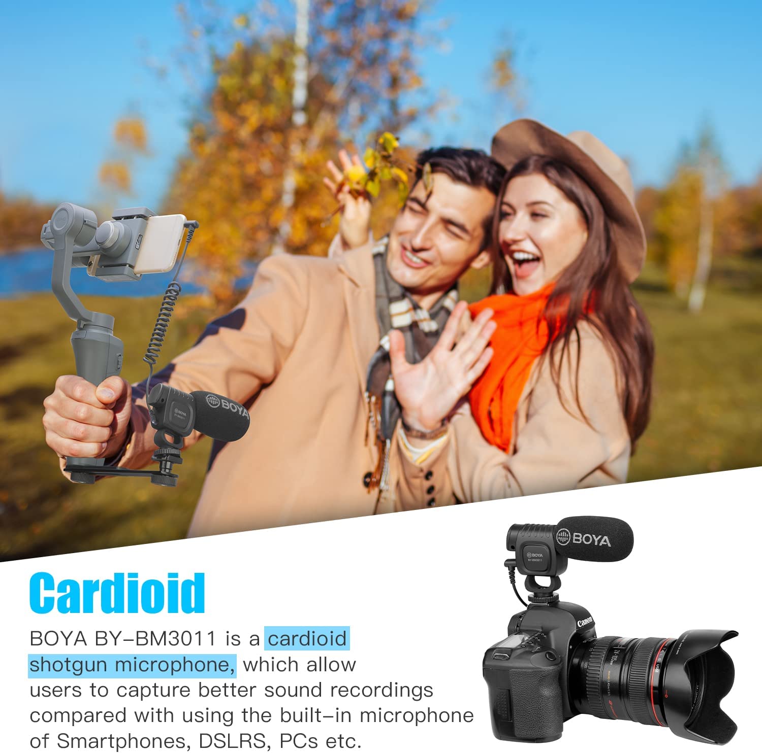 BOYA BY-BM3011 Camera Microphone,Shotgun Microphone with Shock Mount