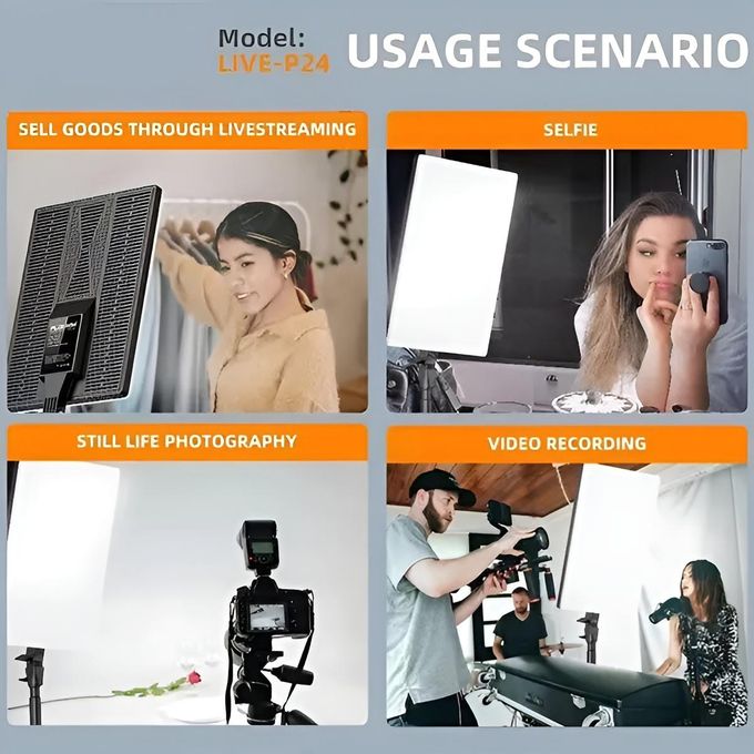 PLOKAMA Professional Ring Light for Broadcasting and Photography with 3-Color Adjustable Lighting - 75W - Remote Control - Model LIVE-P24