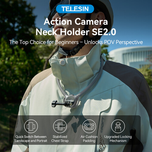 Telesin Neck Holder with Magnetic Phone Holder (Grey) P2-HNB-02-GY Telesin Neck Holder with Magnetic Phone Holder (Grey) P2-HNB-02-GY