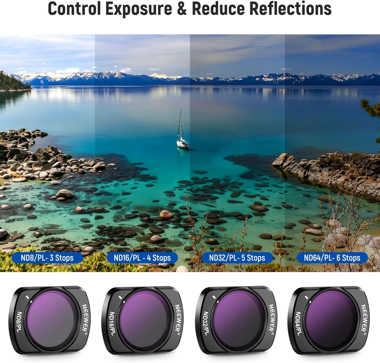 NEEWER 4 Pack Magnetic ND/CPL Filter Set for DJI OSMO Pocket 3