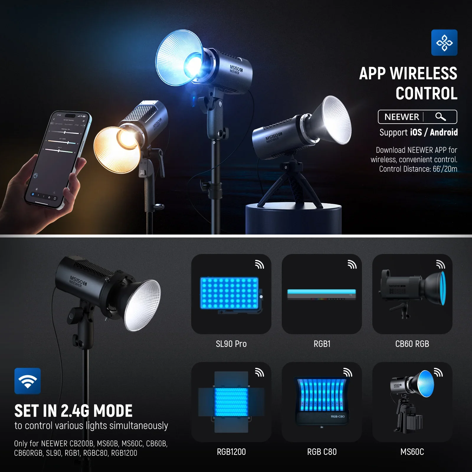 NEEWER MS150C 150W Mini RGB LED Video Light