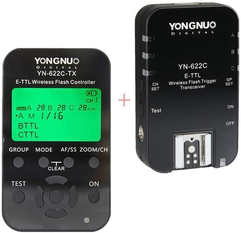 YONGNUO YN622C-KIT Wireless E-TTL Flash Trigger Kit with LED Screen for Canon including 1X YN622C-TX Controller and 1X YN622 C Transceiver