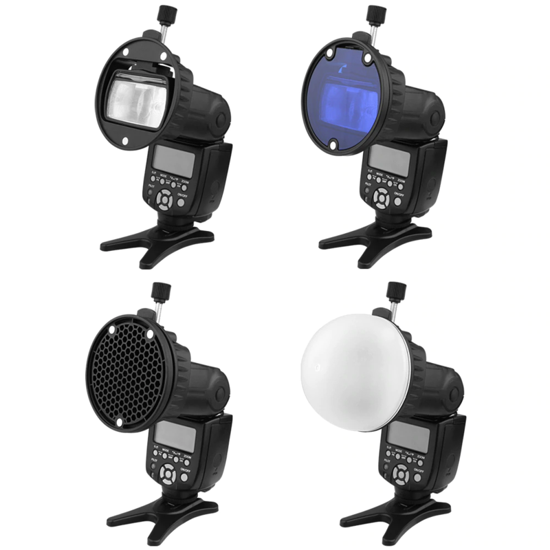 TRIOPO FLASH LIGHT MODIFIER ACCESSORIES KIT W/ MAGNETIC MOUNT ADAPTER + DIFFUSER BALL + COLOR GEL FILTERS