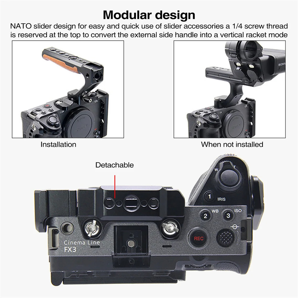 Camera Cage For Sony FX30/FX3 Micro-Single Cameras Metal Protective Frame Cage Stabilizer Rig