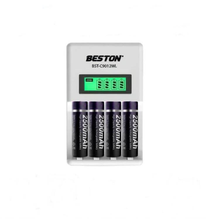 BESTON Battery Charger C9012WL with 4 PCS AA 2500mAh Ni-MH