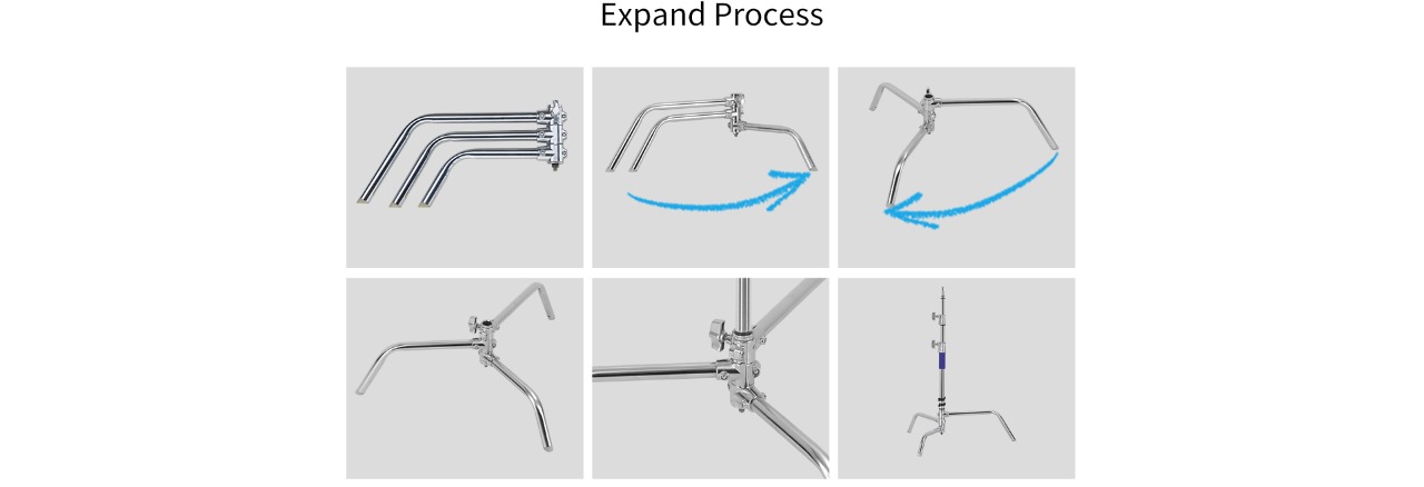 KPro Stainless Steel Heavy Duty C Stand with Boom Arm for Studio Monolight, Softbox, Reflector