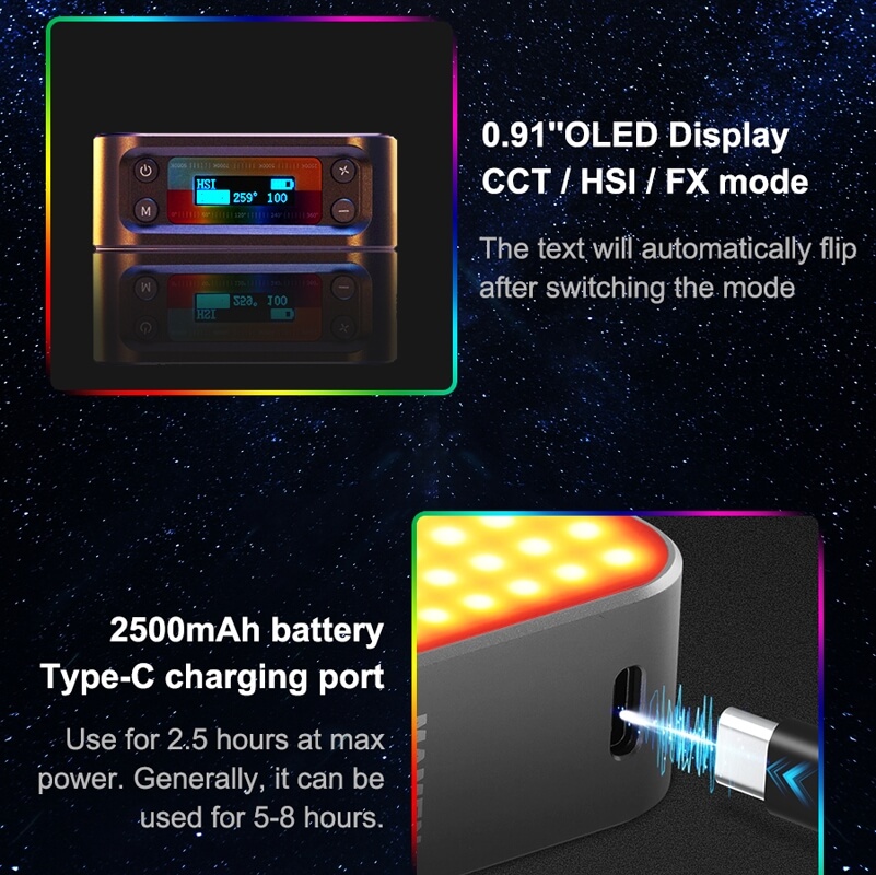 Mamen LED-D01 Double-Sided RGB LED Lights