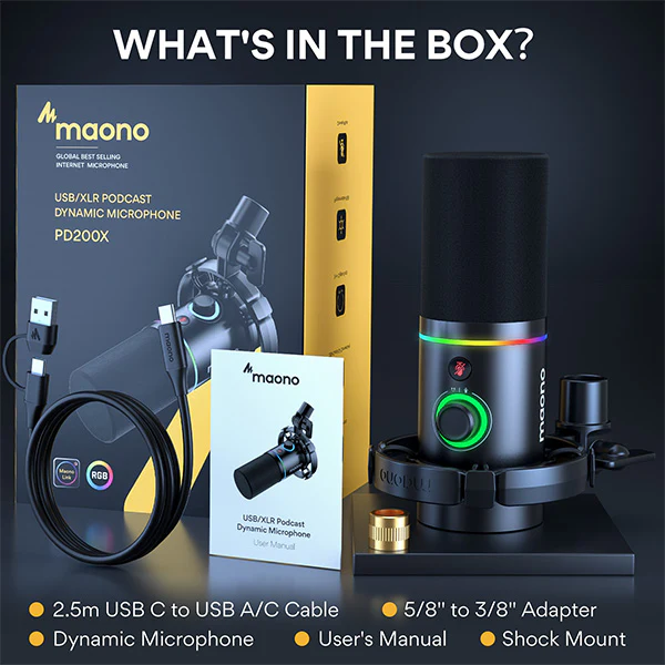 MAONO PD200XS USB/XLR Dynamic Microphone With Stand MAONO PD200XS USB/XLR Dynamic Microphone With Stand