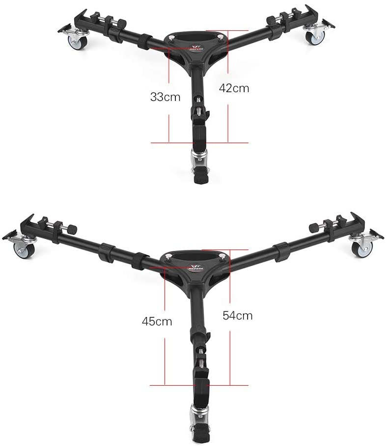 Weifeng WT-700 Professional 3-Wheel Pulley Tripod Dolly Universal Folding Camera Tripod Dolly