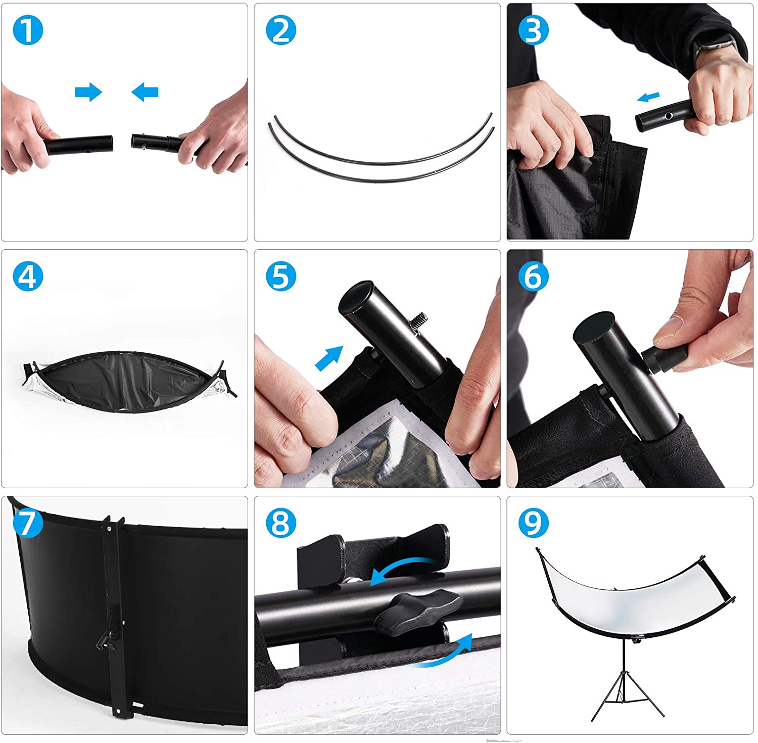 Portrait Reflector 60 x 180 cm U Shape Curved Reflectors 4in1