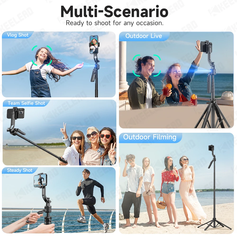 C17 Selfie Stick Tripod Phone Stand AI Follow 360° Auto Rotate for Phones Shoot Vlog with Extension Rod Bluetooth Remote Control