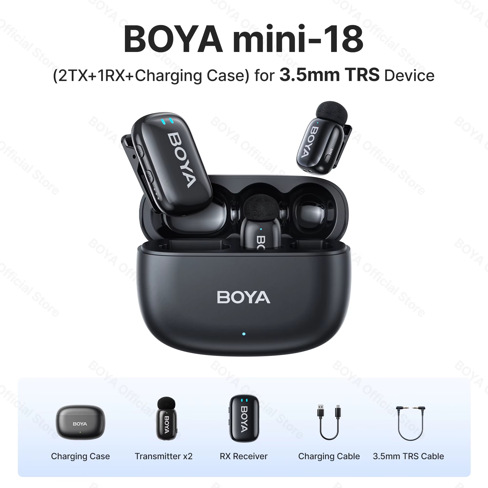 BOYA Mini 18 For Camera Dual Wireless Microphone With Charging Case