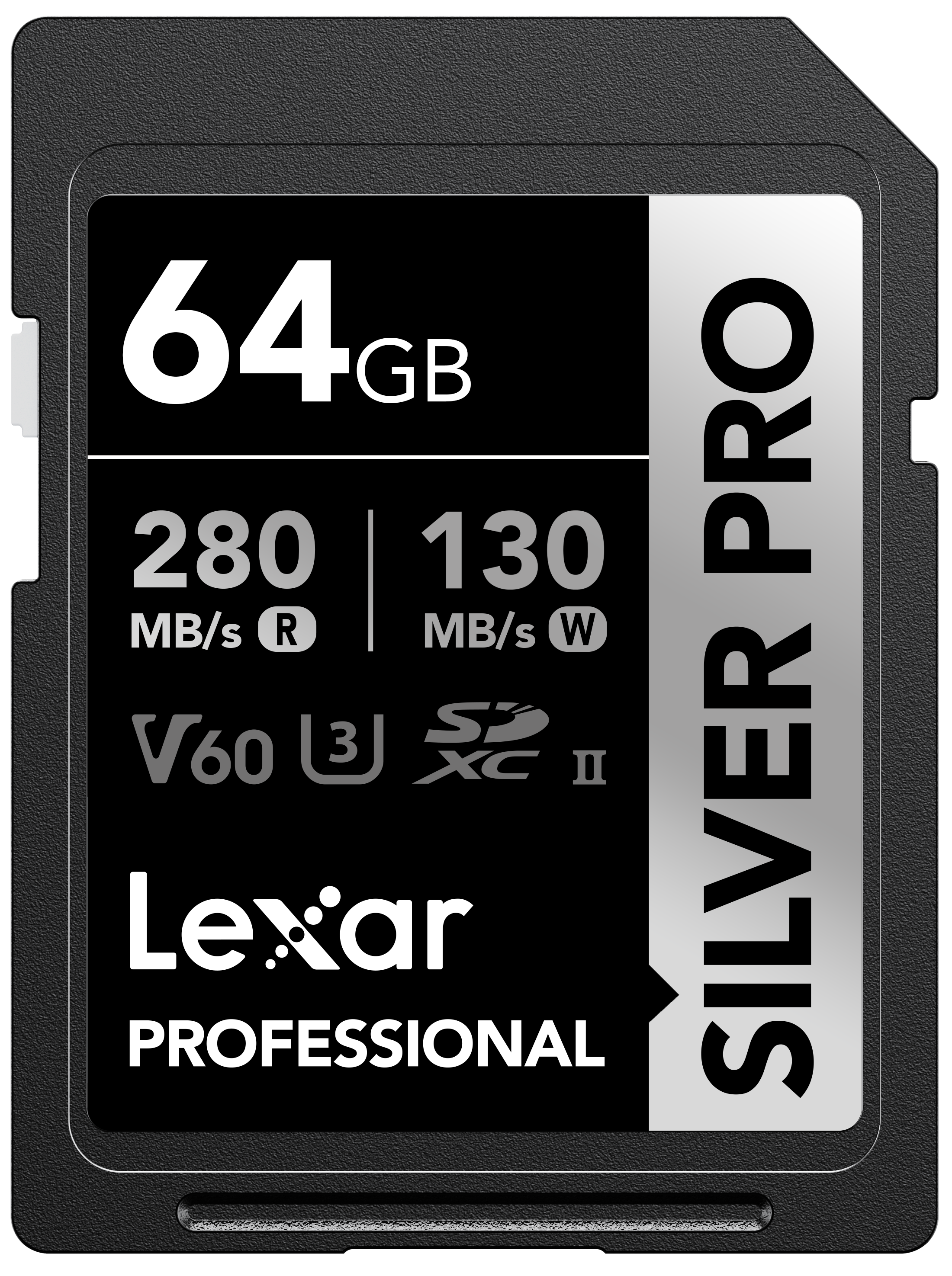 بطاقة Lexar 64 جيجابايت 280 ميجابايت/ثانية احترافية SILVER PRO SDXC™ UHS-II
