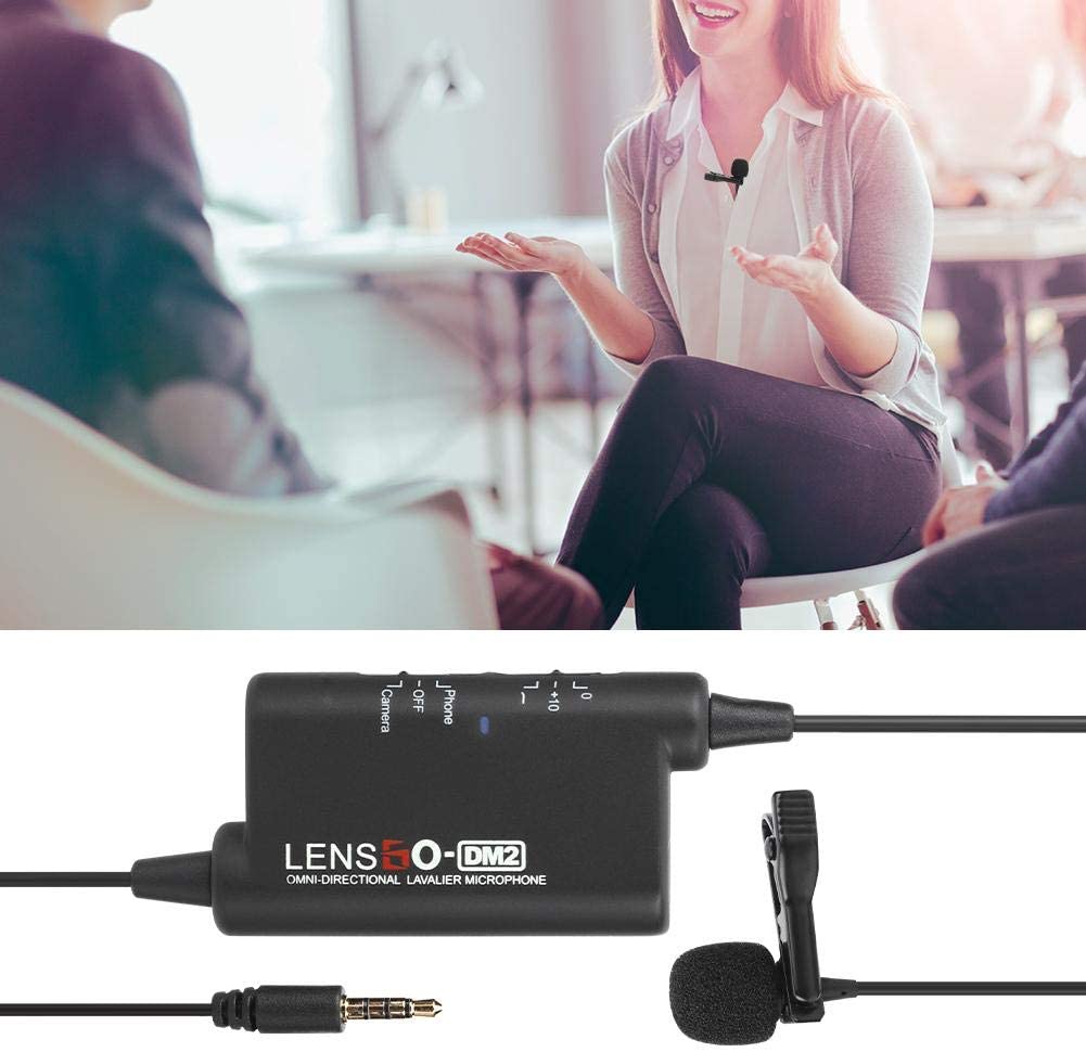LensGo LYM-DM2 Recording Microphone, SLR Phone Recording Live Wired Microphone Interview External Collar Clip MIC