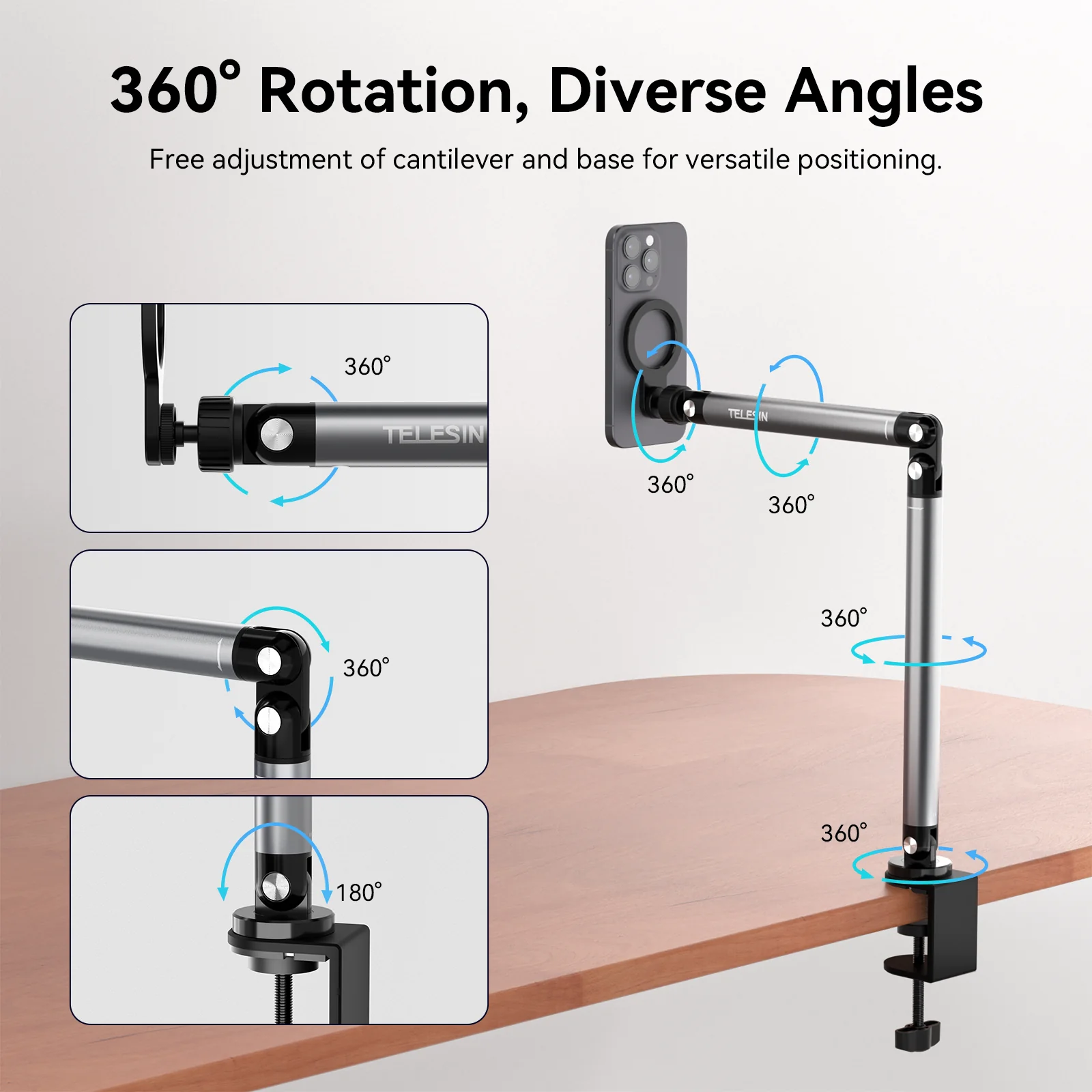 TELESIN Magnetic Desktop Stand (Clamping) P3-DS-02