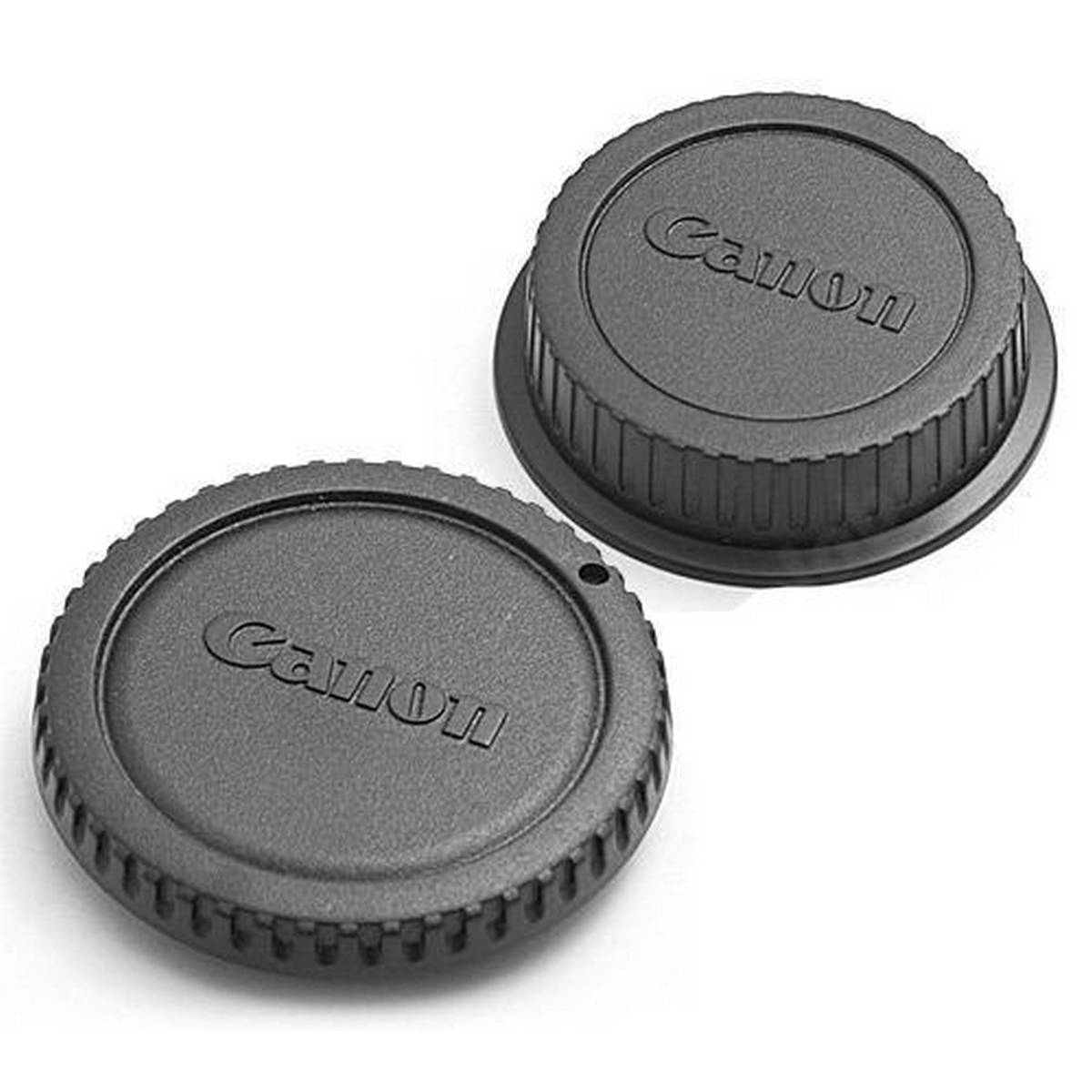 Camera Canon body cap and rear lens cover cap - black