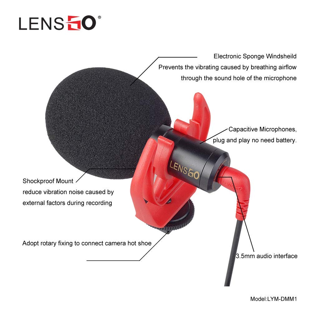 LensGo LYM-DMM1 Universal Cardiod Shotgun Microphone