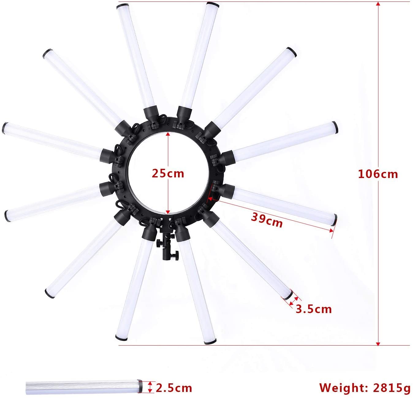 Starlight light Ring Light Photographic Lighting Dimmable 3200-5600k 12 Tubes Led Camera Photo Studio Phone Photography light Lamp Video LED Light Kit,Phone Video Shooting,Youtube,Portrait,Selfie