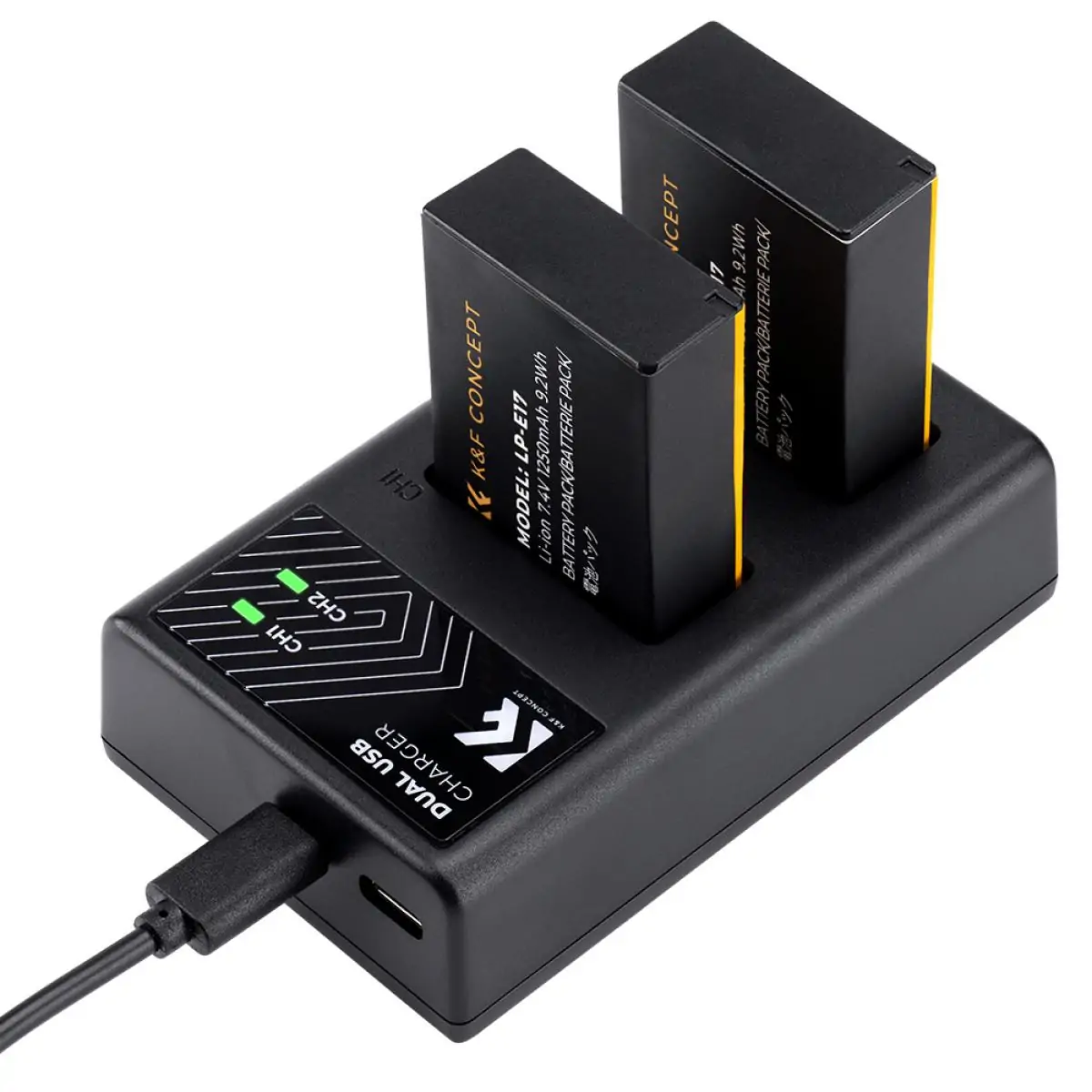 K&F Concept Canon LP-E17 Battery kit – 2 Batteries and Dual Charger (KF28.0014)