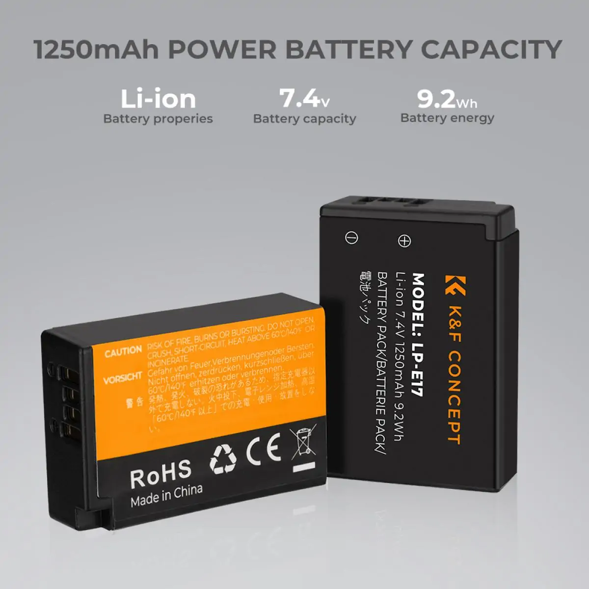 K&F Concept Canon LP-E17 Battery kit – 2 Batteries and Dual Charger (KF28.0014)