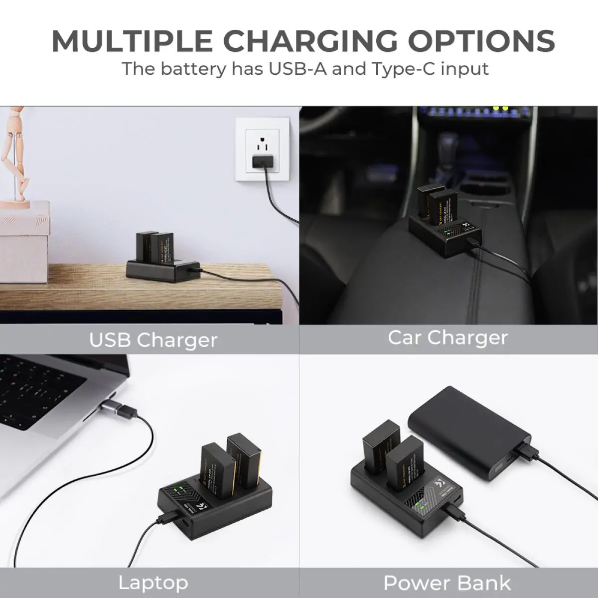 K&F Concept Canon LP-E17 Battery kit – 2 Batteries and Dual Charger (KF28.0014)