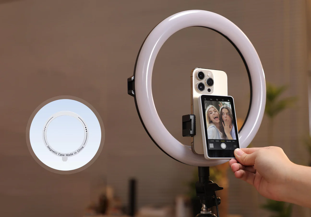 SYNCO XView M4 Selfie Monitor Screen for Phone Vlogging, Mirroring Connection, MagSafe Install, 10m Wireless Control "Pink"