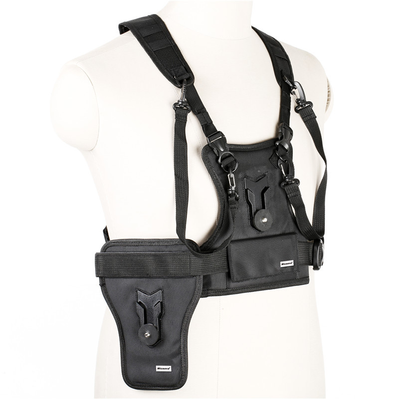 Micnova MQ-MSP01 Multi Camera Carrying Chest Harness System Vest with Side Holster for Canon Nikon Sony DSLR Cameras