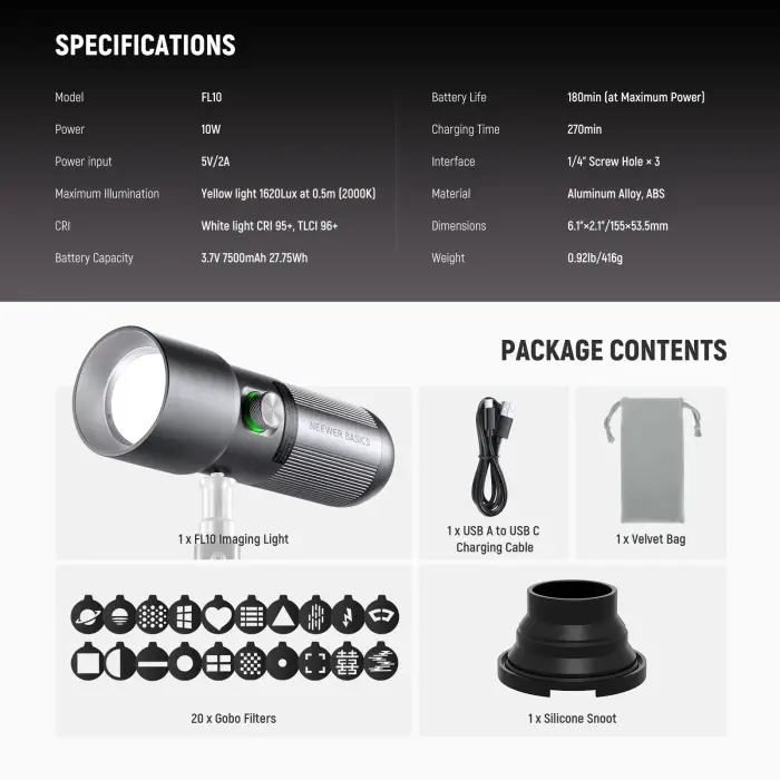 Neewer BASICS FL10 Portable LED Light