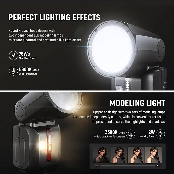 NEEWER Z2 TTL Round Head Flash Speedlite For Canon