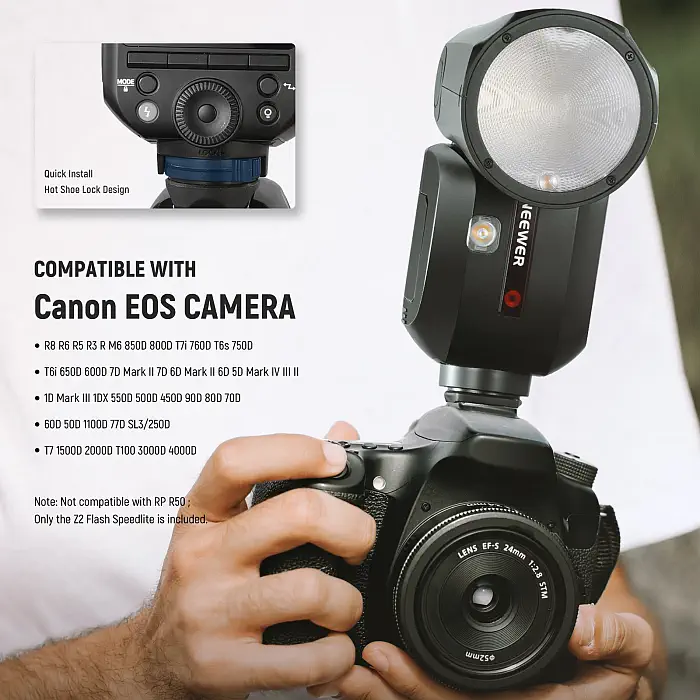 NEEWER Z2 TTL Round Head Flash Speedlite For Canon