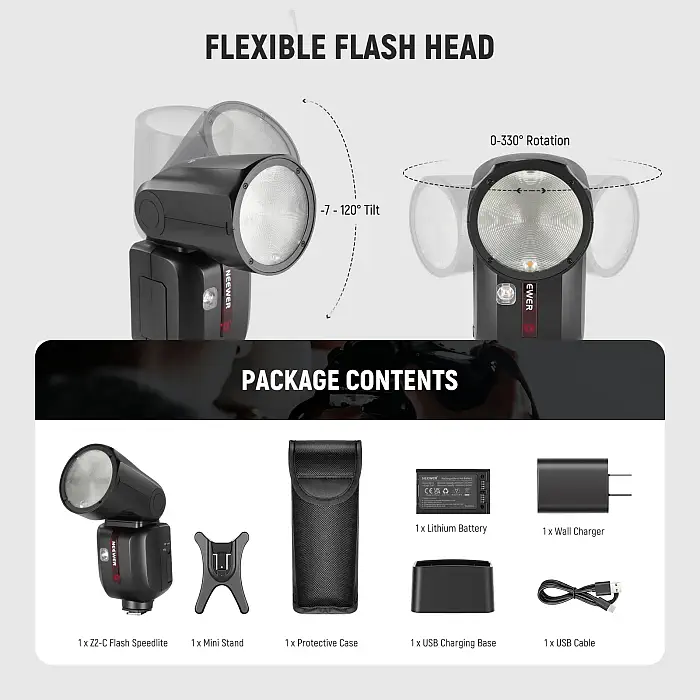 NEEWER Z2 TTL Round Head Flash Speedlite For Canon