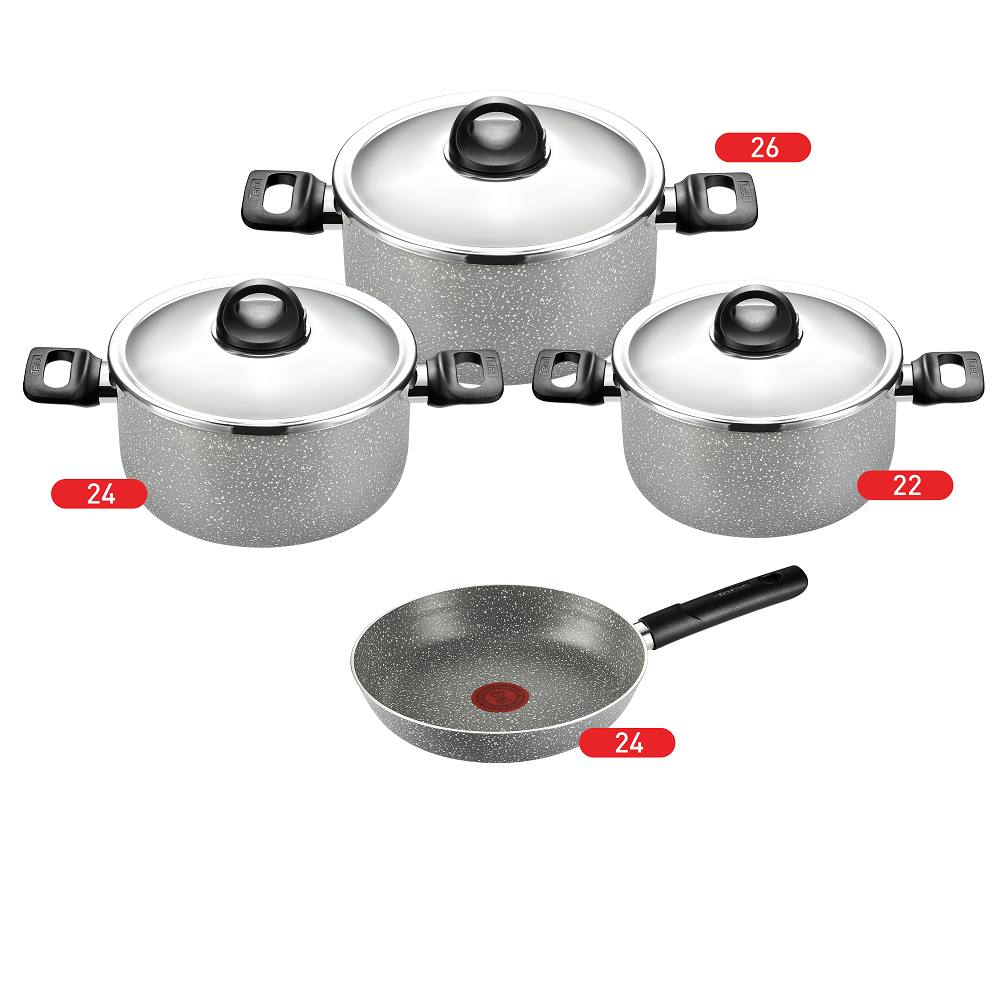 Tefal Cook Natural Cooking Set, Stewpot 22,24,26 + Frypan 24
