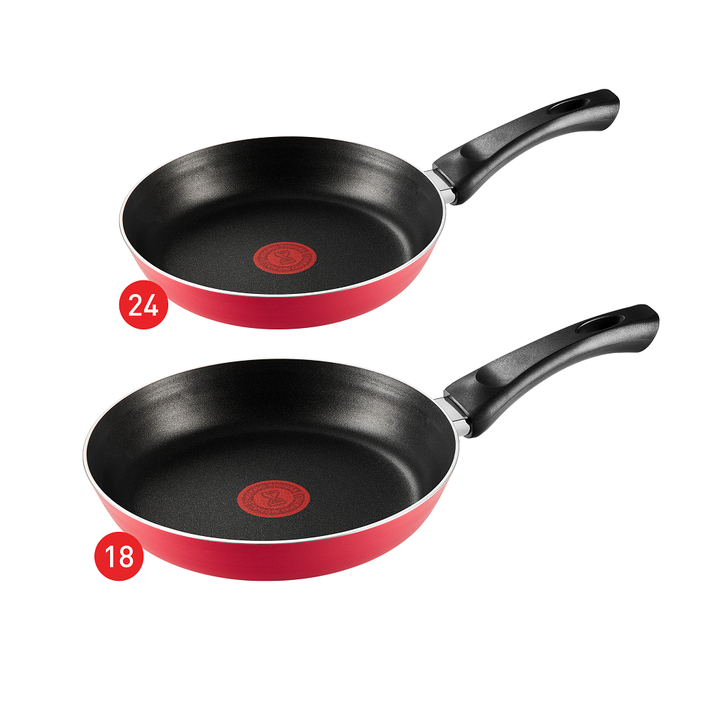 Tefal Minute Frypan Set, Size ( 18-24 ) - Red Tefal Minute Frypan Set, Size ( 18-24 ) - Red