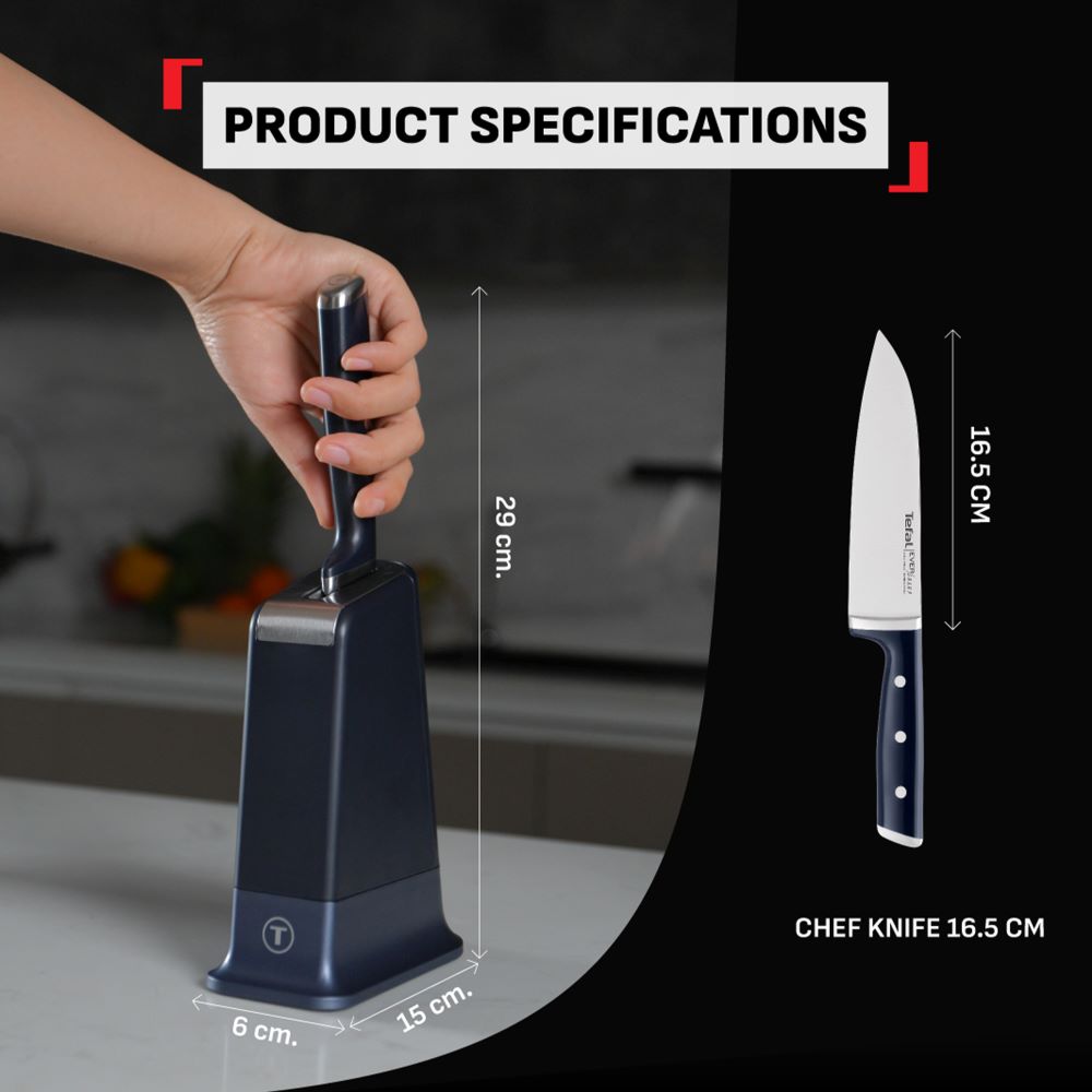Tefal Eversharp Pro Knife, 16.5CM + knife block with integrated sharpener - K297S244