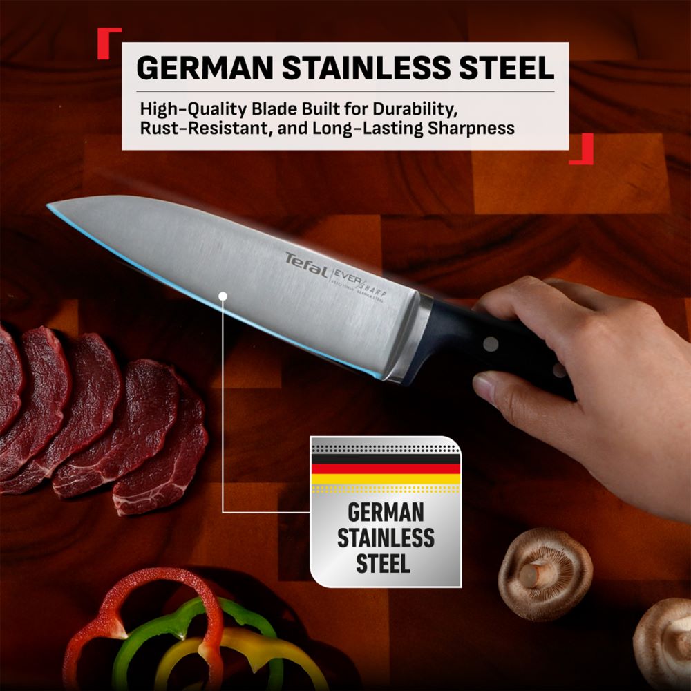 Tefal Eversharp Pro Knife, 16.5CM + knife block with integrated sharpener - K297S244
