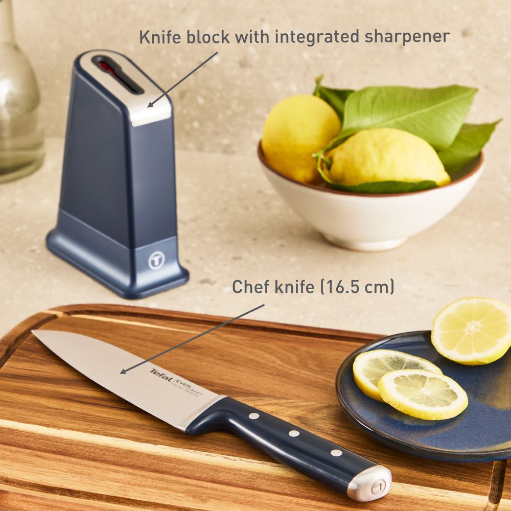 Tefal Eversharp Pro Knife, 16.5CM + knife block with integrated sharpener - K297S244