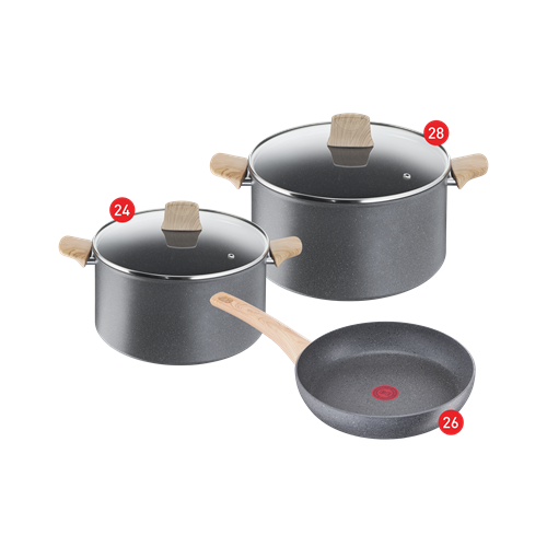 Tefal Natural Force Stewpot set 24-28 cm/ Frypan26 cm Tefal Natural Force Stewpot set 24-28 cm/ Frypan26 cm